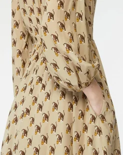 MaxMara Studio Robes|Robe 100% Soie Oxalis beige moyen