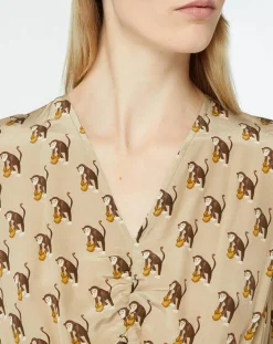 MaxMara Studio Robes|Robe 100% Soie Oxalis beige moyen