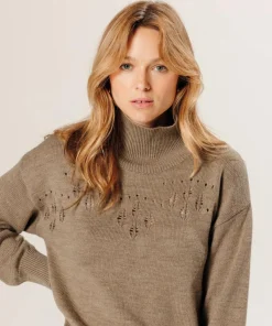 Rodier Robes|Robe Aliette ajourée 100% laine beige