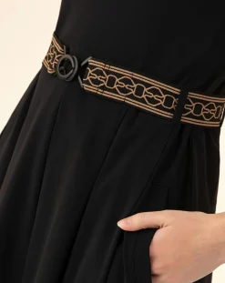 Indies Robes|Robe avec Ceinture Ondine noire