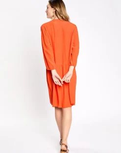Esprit Robes|Robe babydoll à volant orange vif