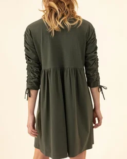 Indies Robes|Robe Billy kaki rayure dorée