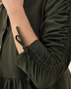 Indies Robes|Robe Billy kaki rayure dorée