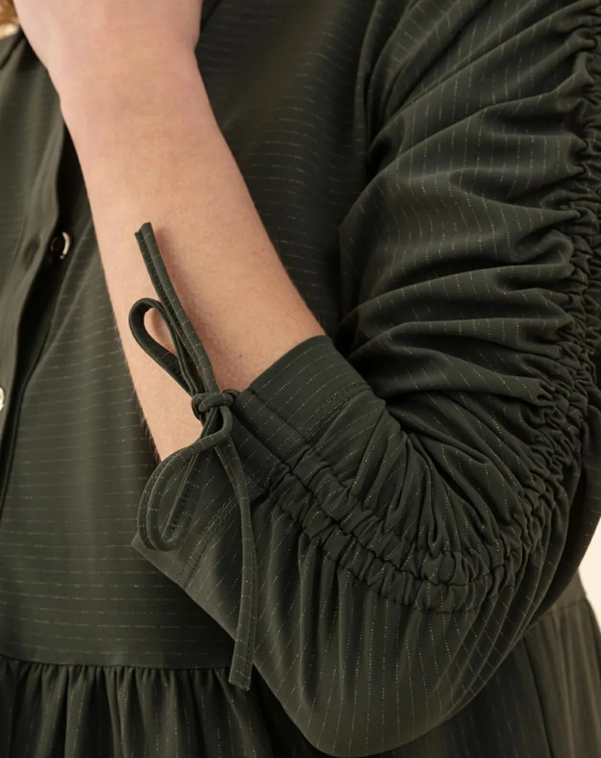 Indies Robes|Robe Billy kaki rayure dorée