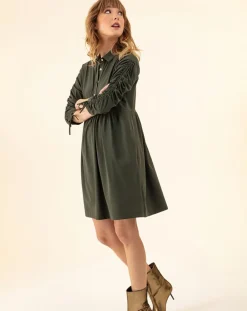 Indies Robes|Robe Billy kaki rayure dorée