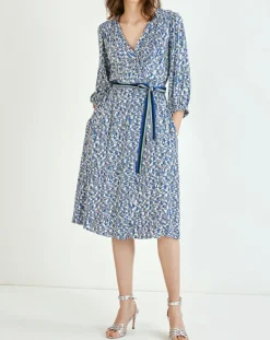 Suncoo Robes|Robe Carmela imprimée bleu roi