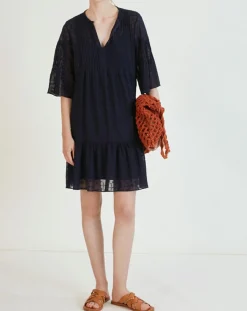 Suncoo Robes|Robe Charlotte bleu nuit