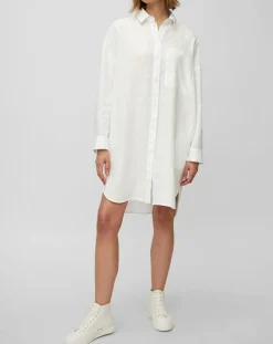 Marc O'Polo Robes|Robe chemise 100% Lin blanche