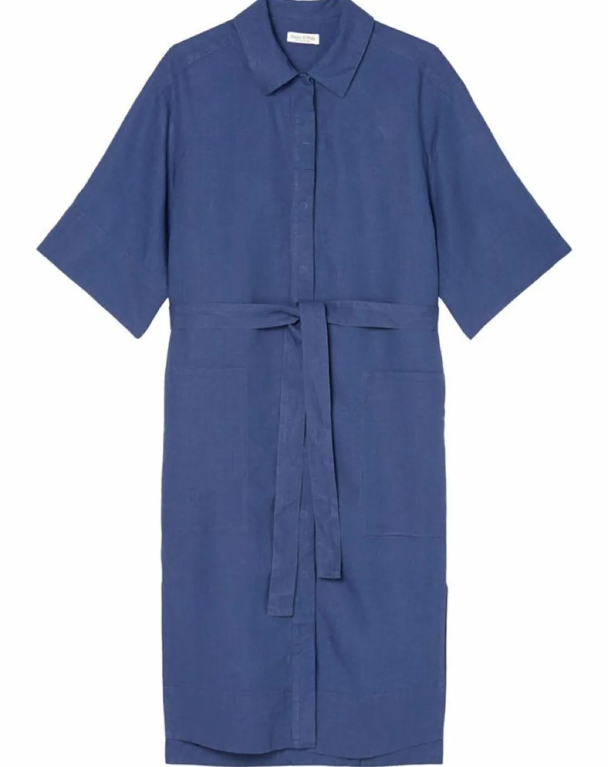 Marc O'Polo Robes|Robe Chemise 100% Lin Mid bleu moyen