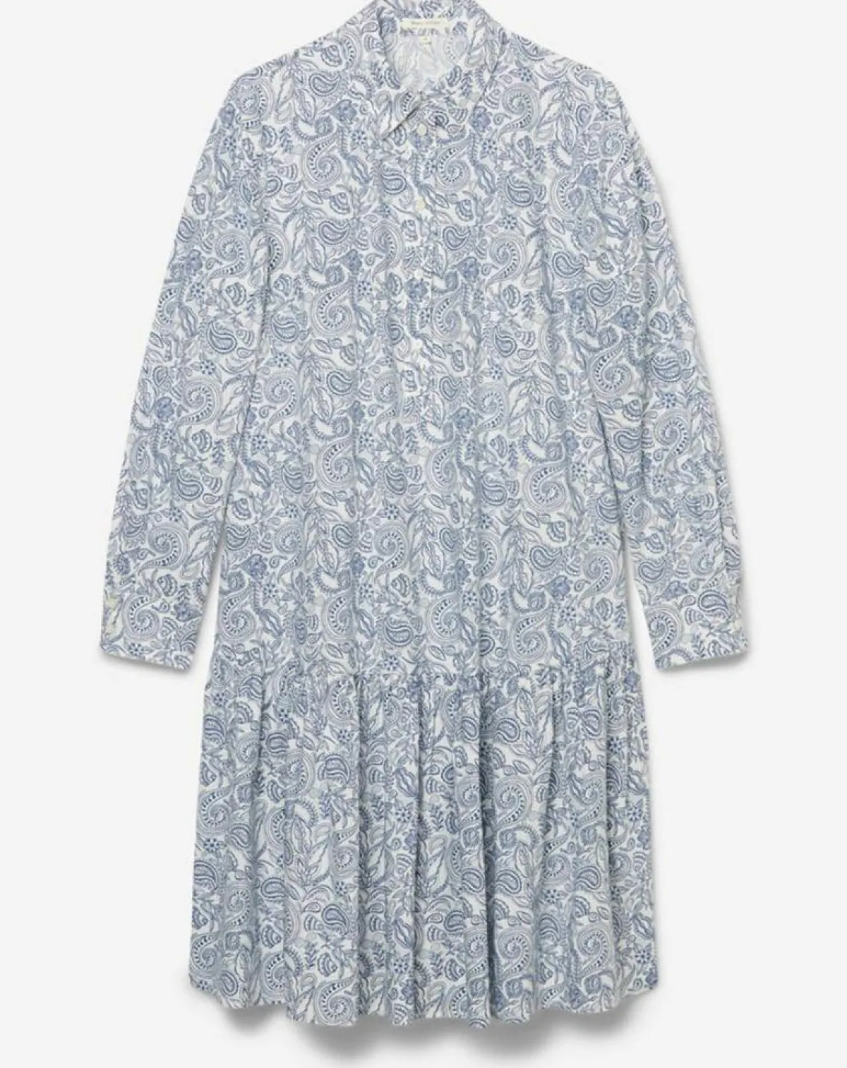 Marc O'Polo Robes|Robe chemise à volant imprimée bleu/blanc