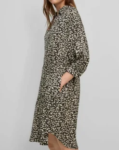 Marc O'Polo Robes|Robe Chemise ceinturé à fleurs noir/écru