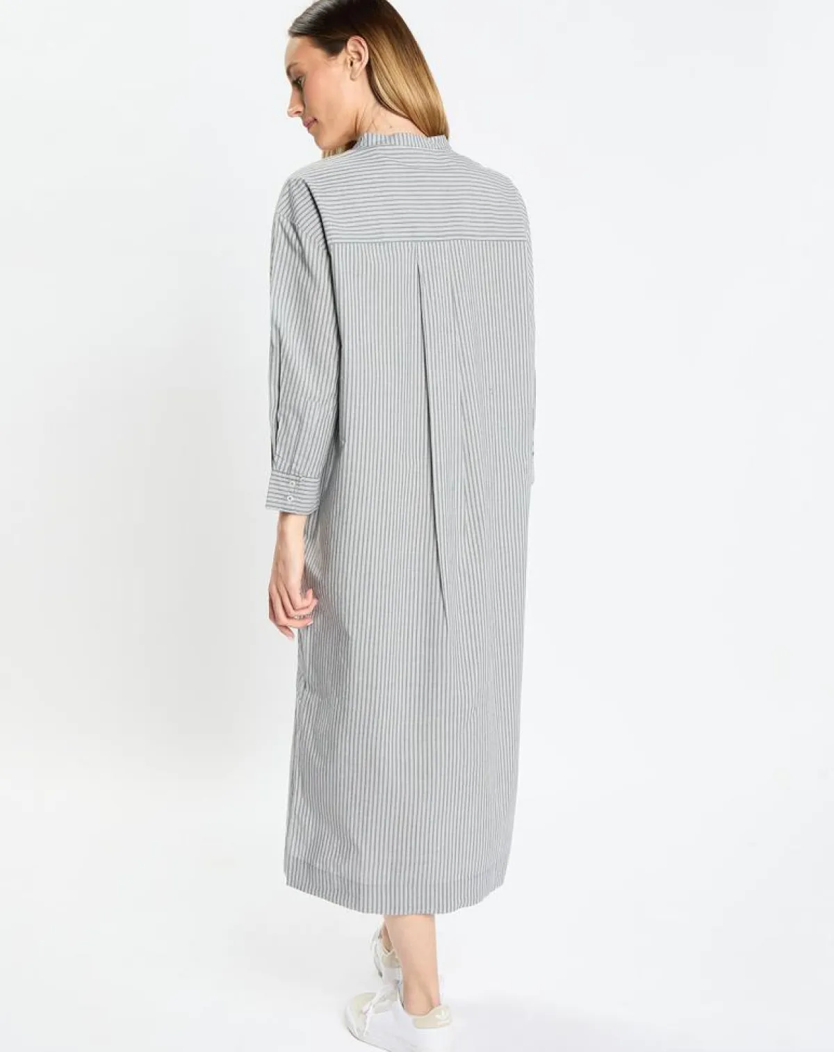 Marc O'Polo Robes|Robe Chemise Col Mao Rayée Kl gris/blanc