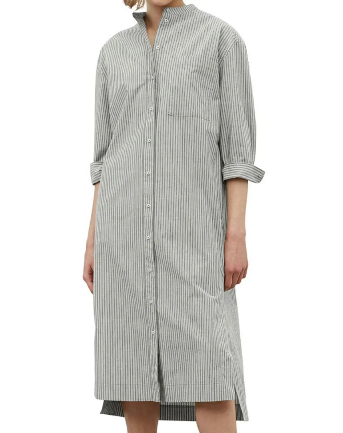 Marc O'Polo Robes|Robe Chemise Col Mao Rayée Kl gris/blanc