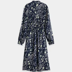 Scotch & Soda Robes|Robe Chemise Cosmos bleu nuit/violet