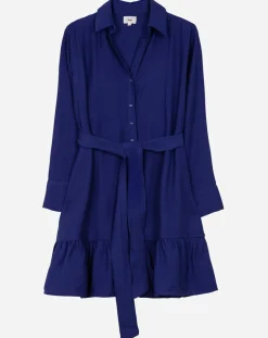 An'ge Robes|Robe chemise courte Mira bleu électrique