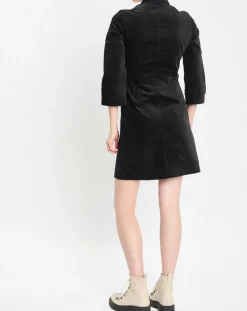 Marc O'Polo Robes|Robe Chemise en Velours lisse noire