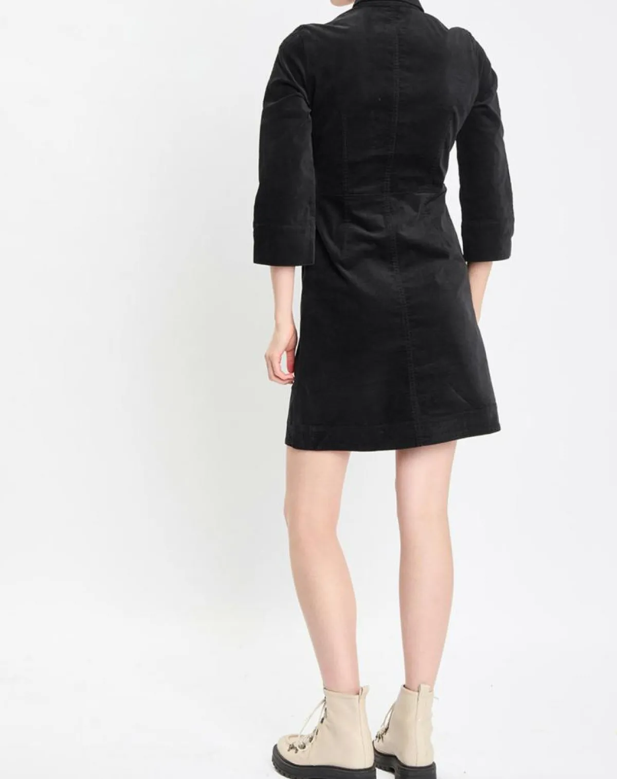 Marc O'Polo Robes|Robe Chemise en Velours lisse noire