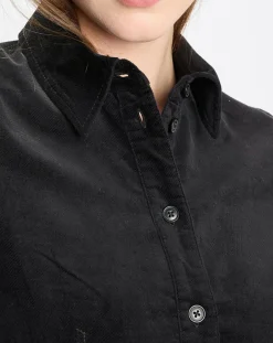 Marc O'Polo Robes|Robe Chemise en Velours lisse noire