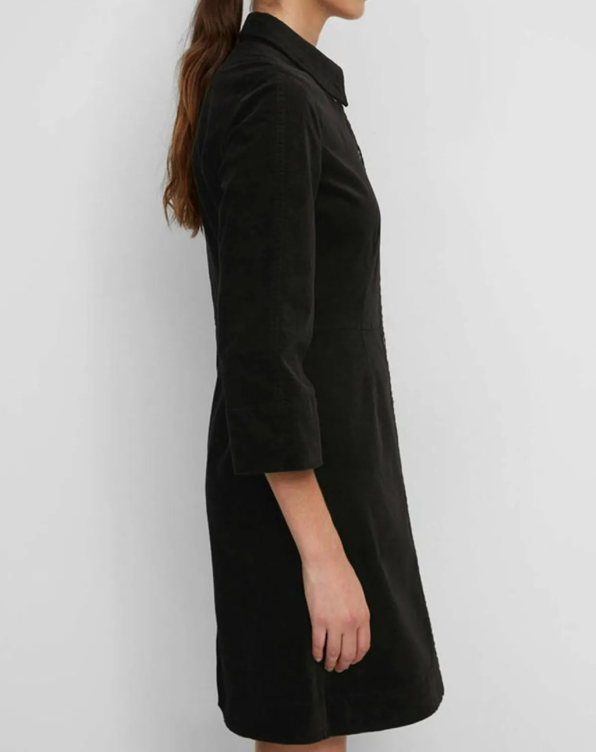 Marc O'Polo Robes|Robe Chemise en Velours lisse noire