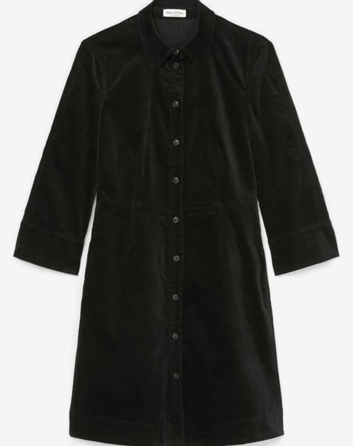 Marc O'Polo Robes|Robe Chemise en Velours lisse noire