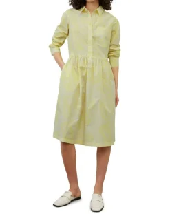 Marc O'Polo Robes|Robe chemise Mid Coton Bio Poche jaune