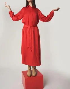 Stella Forest Robes|Robe chemise midi Judy rouge