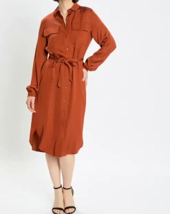 Marc O'Polo Robes|Robe chemise orange
