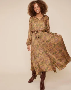 Louizon Robes|Robe chemise Zélie imprimée camel