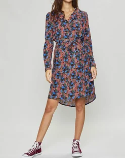 Suncoo Robes|Robe Cidjie imprimée bleu/marron