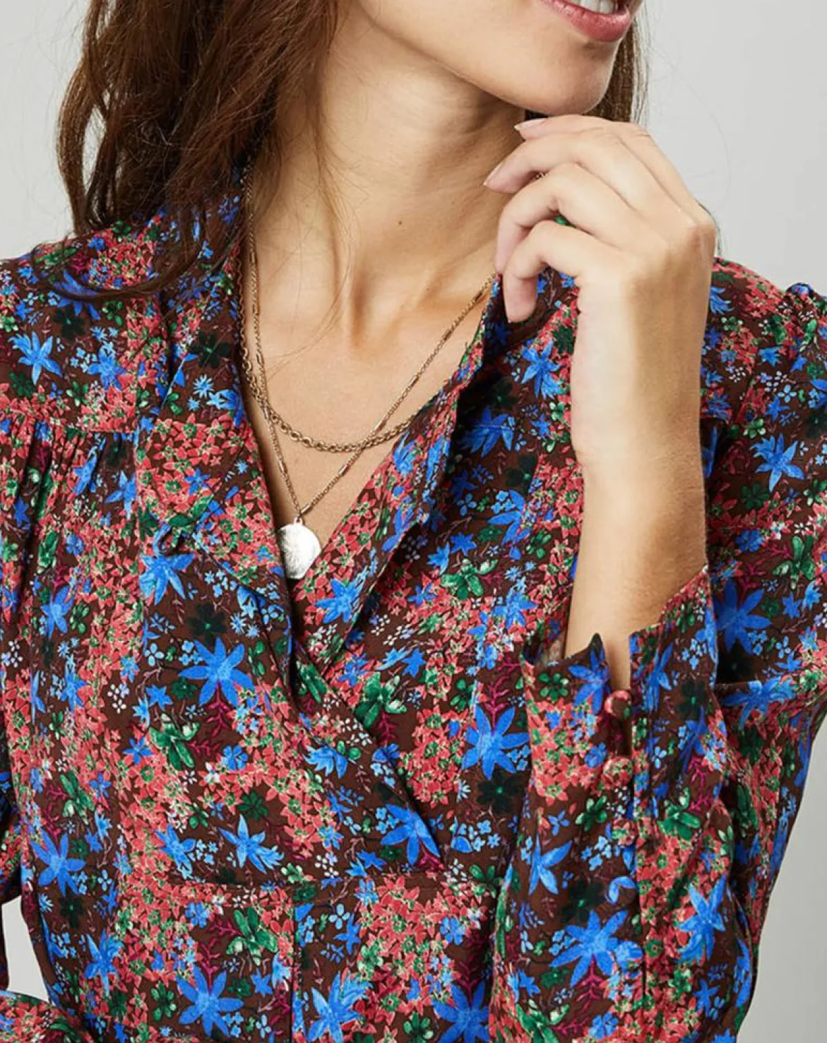 Suncoo Robes|Robe Cidjie imprimée bleu/marron