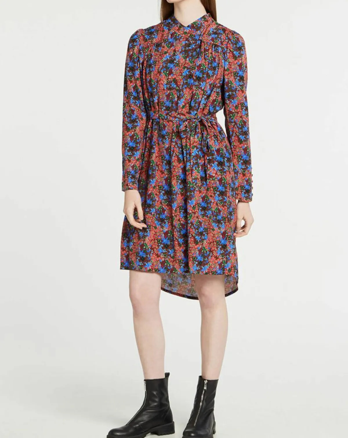 Suncoo Robes|Robe Cidjie imprimée bleu/marron