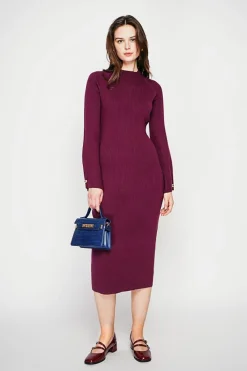 C&Jo Robes|Robe col montant bordeaux