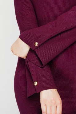 C&Jo Robes|Robe col montant bordeaux