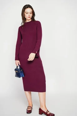 C&Jo Robes|Robe col montant bordeaux