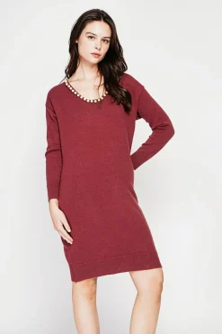 C&Jo Robes|Robe col perle bordeaux