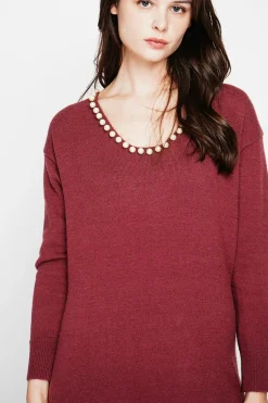 C&Jo Robes|Robe col perle bordeaux