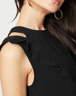 Suncoo Robes|Robe Coleen à petits volants noire