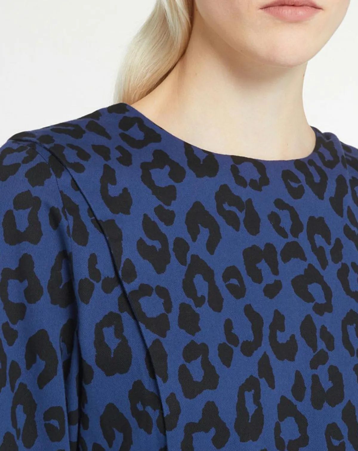 Galeries Lafayette Robes|Robe court en Coton bio Clara imprimé léopard bleu/noir