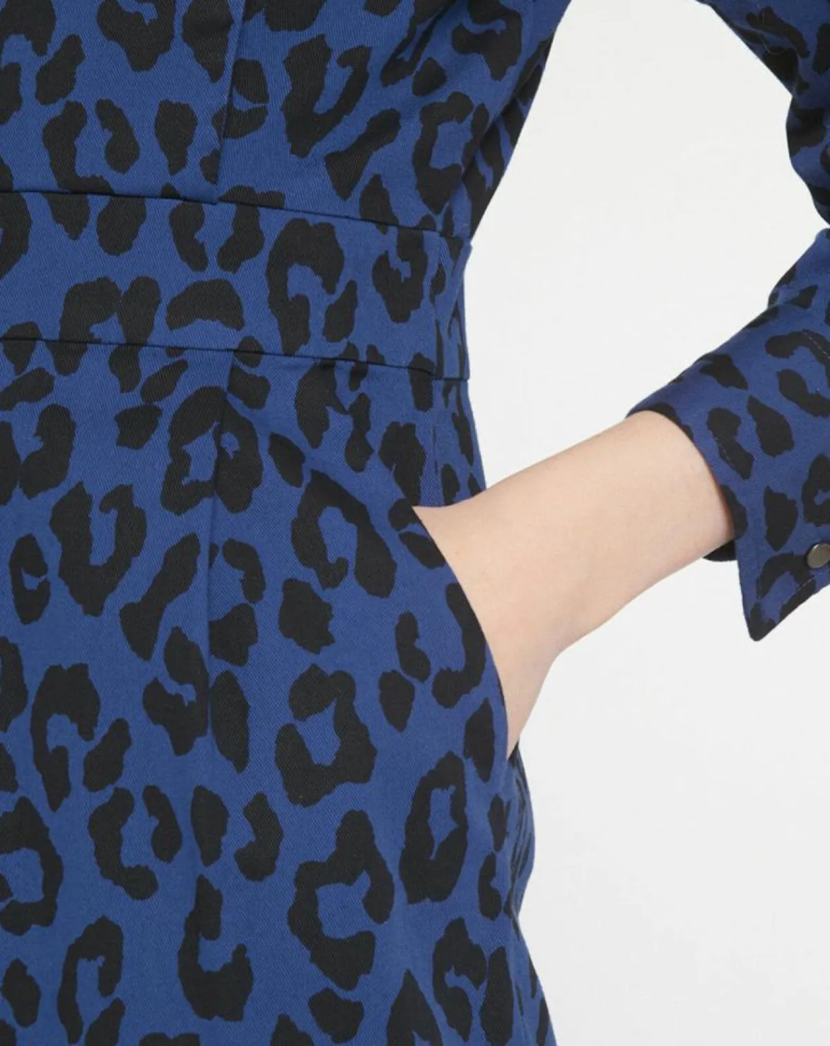 Galeries Lafayette Robes|Robe court en Coton bio Clara imprimé léopard bleu/noir