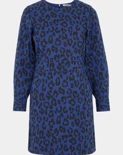Galeries Lafayette Robes|Robe court en Coton bio Clara imprimé léopard bleu/noir