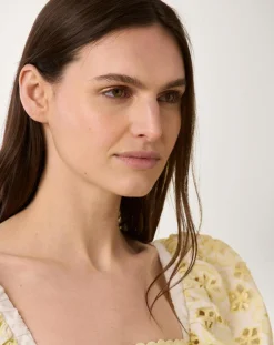 Manoush Robes|Robe courte Broderie blanc/jaune