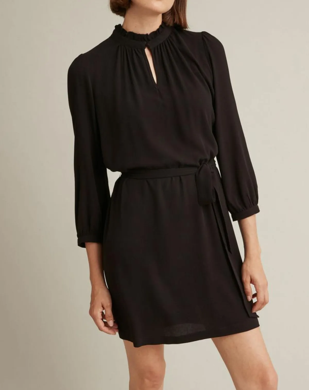 Cyrillus Robes|Robe courte col victorien noir foncé