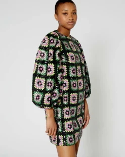 Manoush Robes|Robe courte Crochet Paillette noire