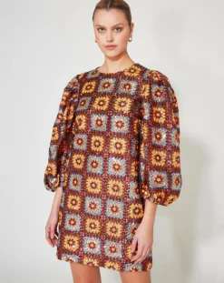Manoush Robes|Robe courte Crochet Paillette chocolat