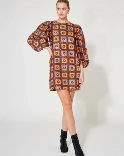 Manoush Robes|Robe courte Crochet Paillette chocolat