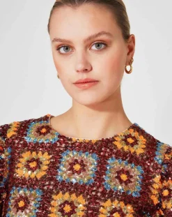 Manoush Robes|Robe courte Crochet Paillette chocolat