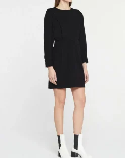 Galeries Lafayette Robes|Robe courte en Coton bio Clara unie noire