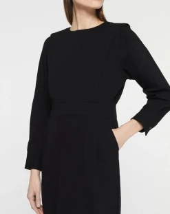 Galeries Lafayette Robes|Robe courte en Coton bio Clara unie noire