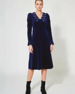 Manoush Robes|Robe courte en Velours Princesse encre
