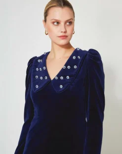 Manoush Robes|Robe courte en Velours Princesse encre